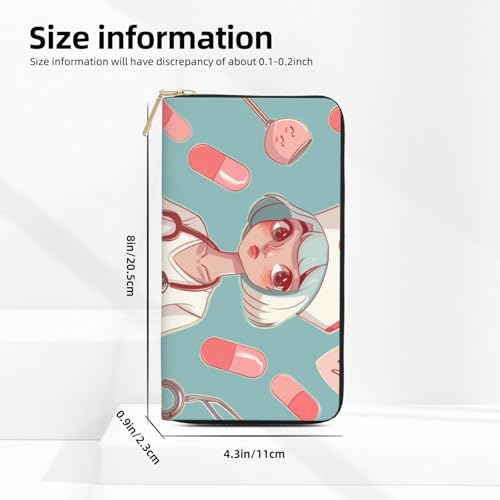 Cute Nurse Printed Long Wallet for Women Men Cute Coin Purse with Card Holder4