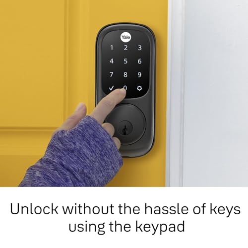 Image of Yale Assure Lock Deadbolt, Black Suede Digital Touchscreen Non-Connected Keypad with Backup Key for Front or Back Entry Door, YRD226-NR-BSP