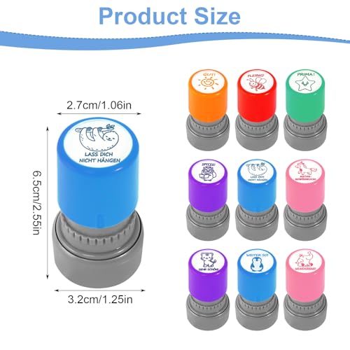9 Stück Lehrerstempel Selbstfärbende Stempel Lehrer Lob Ermutigung Kinderstempel Lehrer Bewertung Belohnung Motivation Briefmarken Cartoon Lob Siegel Ermutigung Schüler Hausaufgaben Stamper