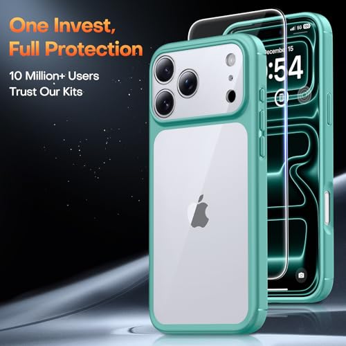 Image of TAURI for iPhone 17 Pro Max Case, with Screen Protector, Green