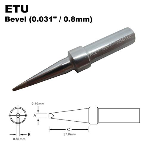 Image of ETX Bent Conical Round All-round 0.2mm for WESD50 WES50 WESD51 WES51 PES50 LR20 PES51 LR21 WE1010NA (WE1010EU) WE1010 ACE Brand Solder Iron Handle Tips Great for Drag Soldering (20)