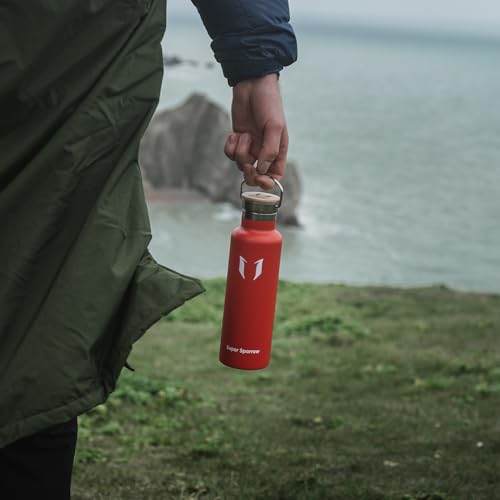 Super Sparrow Trinkflasche Edelstahl -620ml- Auslaufsicher Thermoskanne, BPA-Frei Wasserflasche - Kohlensäure Thermosflasche für Kinder, Sprudel, Sport, Schule, Fitness, Outdoor, Camping