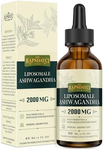 2000 mg Gouttes d'Ashwagandha Liposomales, 7% de Withanolides, Ex...
