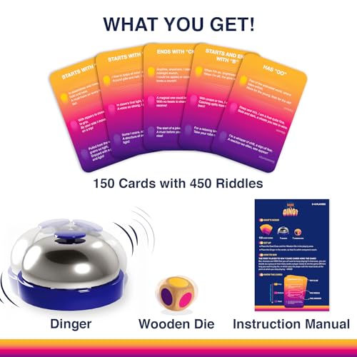 Gouda Games Dare to Ding - Game of Riddles & Reflexes, Fast-paced Card Game, Test Your Wits, Family-Friendly Game for Teens, Families & Adults, Gifts for Ages 10, 11, 12 and Up, 3-8 Players