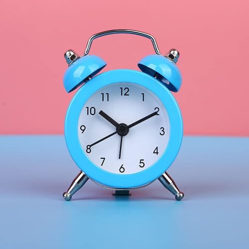 Image of Vintage Inspired Mini Table Alarm Clock, Old Retro Style Digital Alarm Clock, Small Table Clock for Home, Kitchen, Office and Decor (Blue)