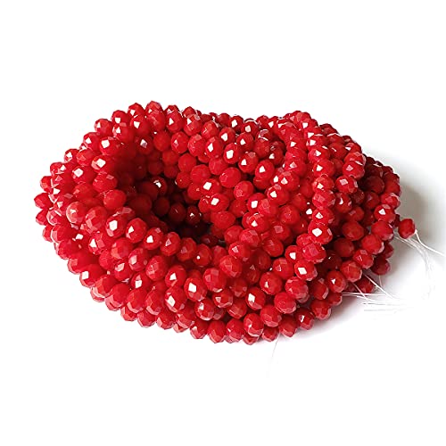 Image of 6mm Ceramic Red Rondelle Glass Beads for Jewelry Making, 720pcs Faceted Briolette Crytal Spacer Beads for Bracelet Necklace Earring