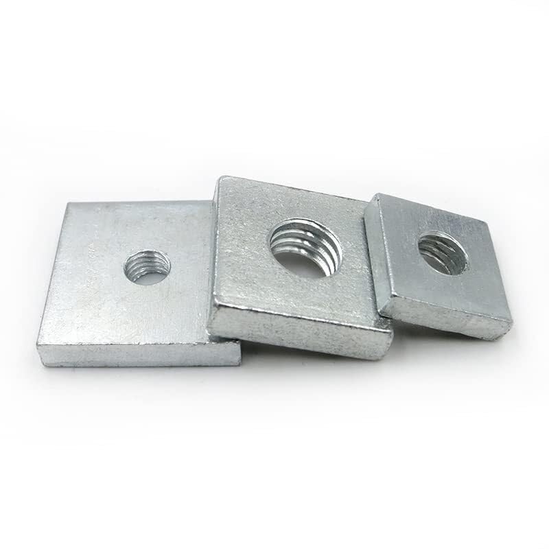 100pcs Galvanized Thin Square Nuts - Rectangular Nuts for Mechanical Equipment, M2 M2.5 M3 M4 M5 M6(M6x10x10x2.5)