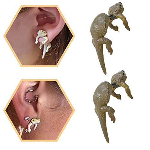 Cute 3D Animal Earrings Funny Cartoon Lizard Stud Earrings Jewelry Gift, Cute Funny Lizard Stud Earrings Vintage Silver Jewelry Gift, 3D Animal Earrings for Women Girls (1 Pair)