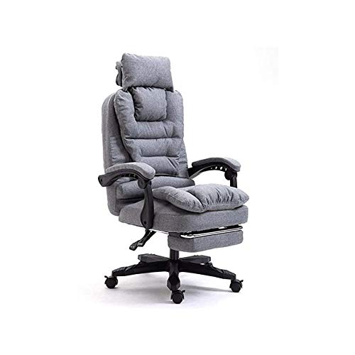 TWDYC Office Chair with Headrest Pillow, Adjustable Ergonomic with Lumbar Support, Soft Fabric (Color : Gray)