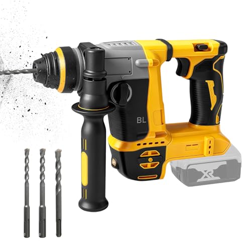 Roadtime 1250W Hammer de forage professionnel 2-en-1 compatible avec DeWalt 20V batterie(sans batterie),22 mm brosse sans vitesse du marteau 3500rpm,3 J percussion...