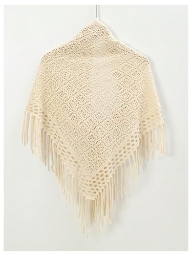 GORGLITTER Women's Wrap Crochet Shawl Poncho Fringe Lightweight Cardigan Sweater Scarf Western Hollow Out Shrug2