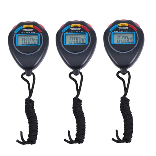 KOMBIUDA 3Pcs Training Stopwatch Durable Match Timer for Sports Fitness Easy to Use Game Stopwatch with Display for and Athletes