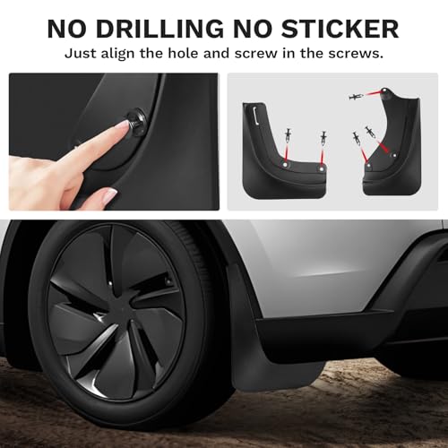 Image of Shademax Custom for 2025 2026 Tesla Model Y Juniper Mud Flaps Splash Guards for Model Y Juniper Accessories Tire Protector No Drilling No Tape Mudflaps Kits All Weather Protection (Set of 4)