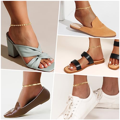 Image of Extra Large Anklets for Women Waterproof, 14K Gold Plated Stack Anklets for Women Plus Size, 10 inch+2 inch Non Tarnish Large Ankle Bracelets for Women, Summer Big Ankles Set, Beach Bikini Vacation Jewelry