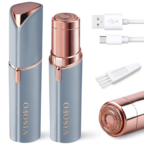 Depilación Facial para Mujeres | Dispositivo Removedor de Bigote en Labio Superior Afeitadora Mentón Vello Fino Recortadora Eléctrica Dermaplane Navaja Femenina Pinzas Depiladora Chicas VISOFO (Blue)