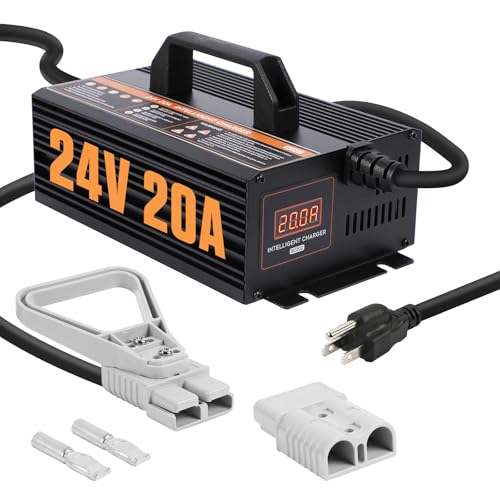 YUANRI 24V 20A Forklift Battery Charger, 24 Volt Forklift Charger Smart Automatic 24V Battery Charger Lead Acid Battery 24 Volt Trickle Charger for Forklift, Golf Cart, Floor Scrubber