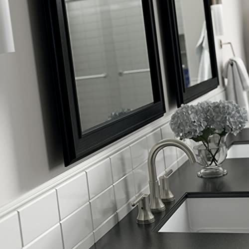 Delta Afmrm1-Bst-R Wall Mount Vanity, Bedroom Or Bathroom Mirror, Hangs Horizontal Or Vertical, 28"X36" Framed Float Mount Rectangular Mirror, Standard Glass, Matte Black Frame #TOP4