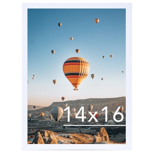 Image of JCJMY 14x16 Picture Frame White for Poster Photo Picture, Horizontal and Vertical Formats for Wall Hanging, 14 x 16 Wall Gallery Poster Photo Frame for 14 by 16 Photos Posters, White