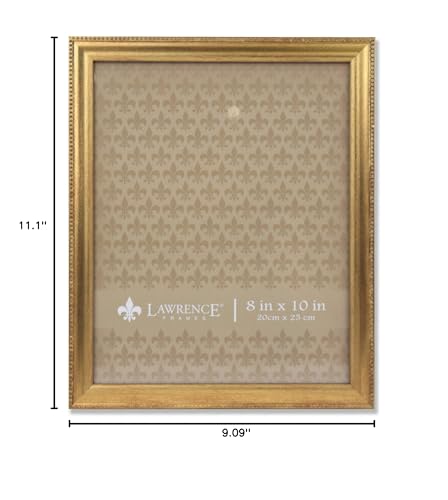 Image of Lawrence Frames Classic Bead Picture Frame, 8x10, Gold