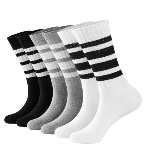 Image of crew socks for women /Men - Retro Sport Socks Breathable Cotton, Seamless Comfort