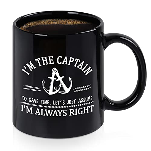 Maustic Boat Gifts for Men, I'm the Captain Coffee Mug, Cool Gifts for