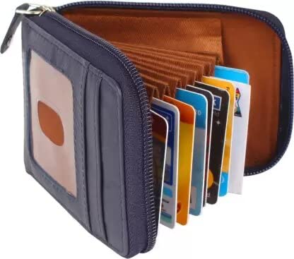 Image of MAESTRA Unisex Multi Pockets RFID Scan Protection ID Credit Card Holder Hard Case Travel Wallet Purse Organizer (Steel Blue)