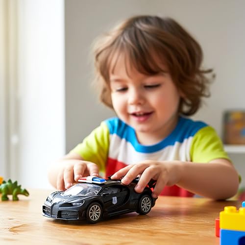Image of VGRASSP 1:32 Scale Mini Die Cast Sports Police Car Toy for Kids with Pull Back Action - Off-Road Scale Model with Rubber Tires, Realistic Design Openable Doors - Color As Per Stock
