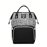 Leopard Print Diaper Bag Backpack Multi-Function Diaper Bag for Baby Care Waterproof Travel Baby Bag for Mom Gray