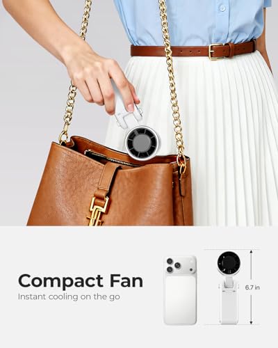 Image of Portable Handheld Turbo Fan - 5 Gear High Speed 4000mAh Rechargeable Mini Personal Hand Fan Blow Cold Air, Battery Operated Travel Essentials, Beach Vacation, Gifts for Women, Men (White)