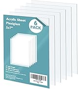 Egofine Plexiglass Sheets Acrylic Sheets 6 Pack of 5x7'' 0.04 Thick Clear Plastic Cast Transparen...