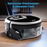 MEDION Wischroboter mit Wassertank (intelligenter Navigation, 80 Min, Bodenreiniger mit Walze für Holzboden Hartboden Parkett, getrennter Schmutzwassertank/Frischwassertank, MD 18379) schwarz - 4