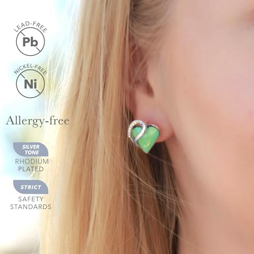 Leafael Infinity Love Heart Birthstone Earrings for Women, Crystal Stud Earrings with Premium Crystals, Allergy-Free Jewelry for Women with Gift Box, Silver-tone Earrings for girls