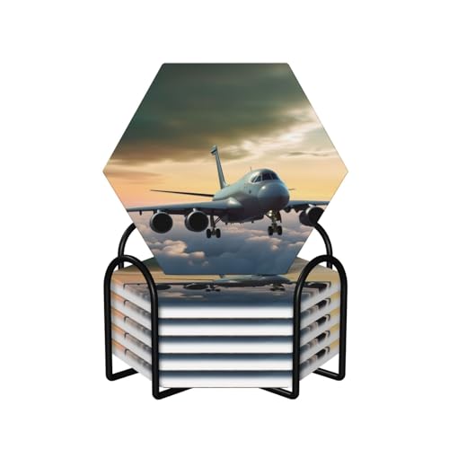 Dessous de verre céramique avion liège absorbant protège table basse bistrot