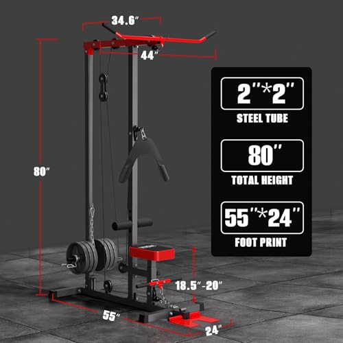 Image of VANSWE LAT Pull Down Machine Low Row Cable PullDown Machine with AB Crunch Harness and Removable Flip-up Foot Plate