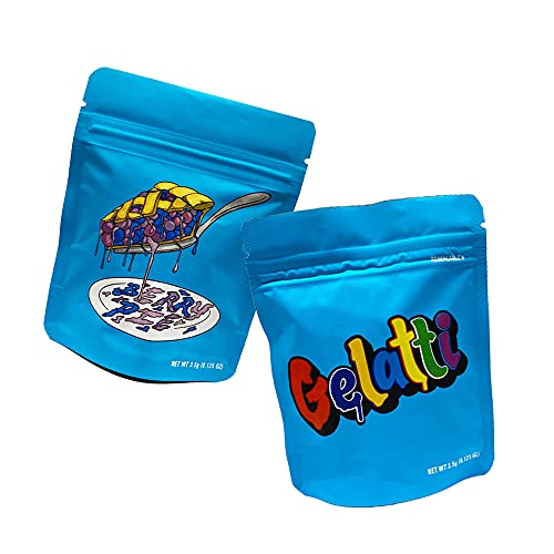 aokat 100Pcs Cookies Bags Cali Packs 3.5g Resealable Smell Proof Mylar Ziplock Food Storage Bags Snack (MIX-C)