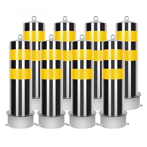 Poteau de sécurité en acier jaune amovible pour parking - Lot de 8