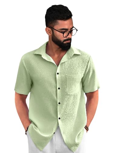Pinkmint Popcorn Shirt for Men ll Textured Shirts for Men ll Stylish Half Sleeve Shirt ll Goa Wear ll Regular Fit Shirt