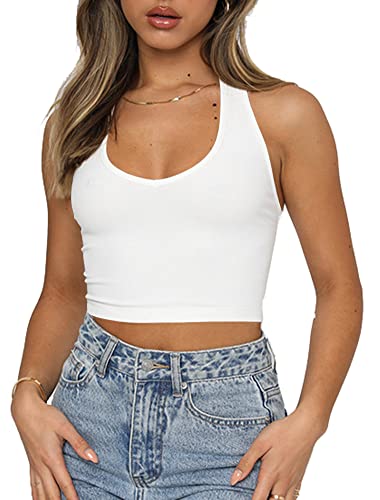 Artfish Women's Sexy Scoop Neck Halter Crop Top Backless Knit Rib Basic Cami Tank Tops2