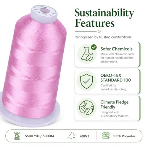 Image of Simthread 5000M 40WT Polyester Embroidery Thread, Light Lilac 810 | 5000M 40WT polyester thread feeds smoothly for machine embroidery, monograms, logos, patches and quilting.