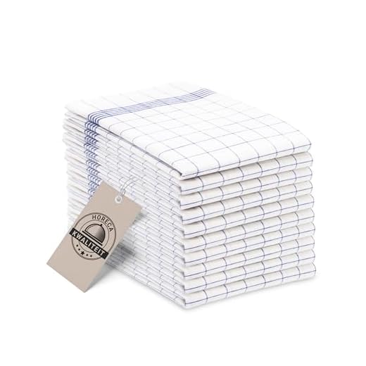 Zollner Set van 10 theedoeken, vaatdoeken, 50x70 cm, 100% katoen, blauw geruit