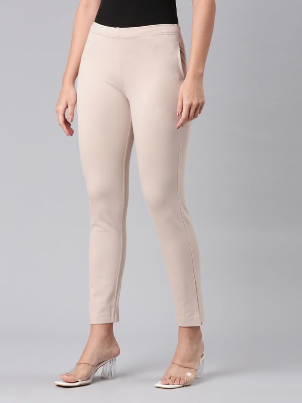 Image of GO COLORS Ponte Smart Kurti Pants Full Length for Women | Breathable, Mid Rise