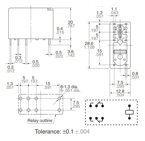 Relais 8 broches 914F-12VDC-SL-2C à haute sensibilité de commutation