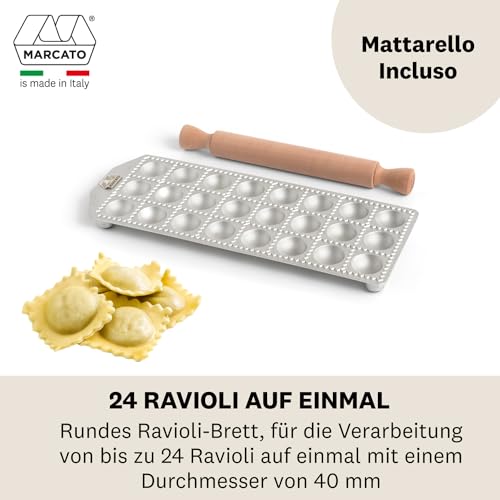 Foto von Marcato Ravioli Maker Press, Ravioli Maschine, Homemade Ravioli Cutter, 40 mm Rundschliff, Großzügiger Füllraum, für 24 Ravioli, Hergestellt in Italien
