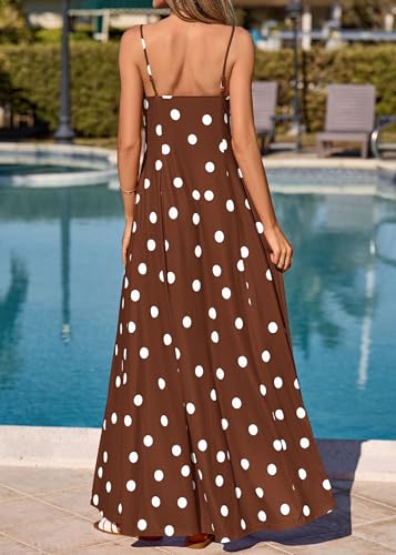 Image of KIRUNDO Womens Polka Dot Spaghetti Strap Flowy Maxi Dress