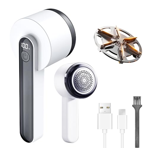 Rasoir Anti Bouloche Électrique avec Écran LED, Appareil Anti Bouloche Vetement, Râpe à Peluches Électrique, Tête à 6 Lames Fraise à Peluches, pour...