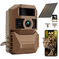K&F Concept Wildkamera mit WiFi Handyübertragung App mit 6000mAh wiederaufladbare Batterie und 3w Solar Panels, 48MP 4K Solar WLAN Wildtierkamera mit Bewegungsmelder Nachtsicht IP66 und 64GB SD