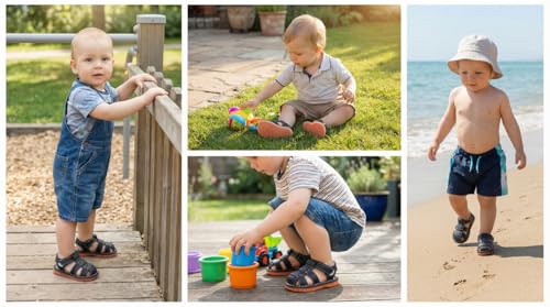 Image of Baby Boys Girls Squeaky Sandals Summer Closed-Toe Anti-Slip Premium Rubber Sole Toddler First Walkers Shoes