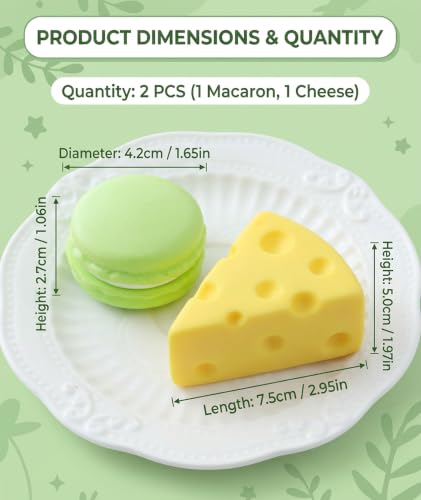 Image of 2Pcs Cheese Squishy, Taba Squishy, Dumpling Squishy-Stretchy Food-Shaped Sensory (Green and Yellow)