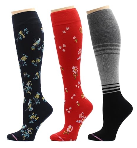 Dr. Motion 3 Pairs Therapeutic Graduated Compression Women's Knee-hi Socks