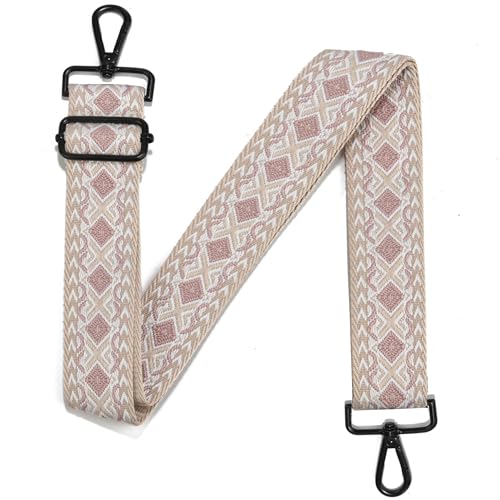 Image of Crossbody Straps for Purses Silver Hardware Purse Strap Wide Shoulder Strap Adjustable Replacement,Retro Jacquard Embroidery for Shoulder Bags, Canvas Tote Handbags
